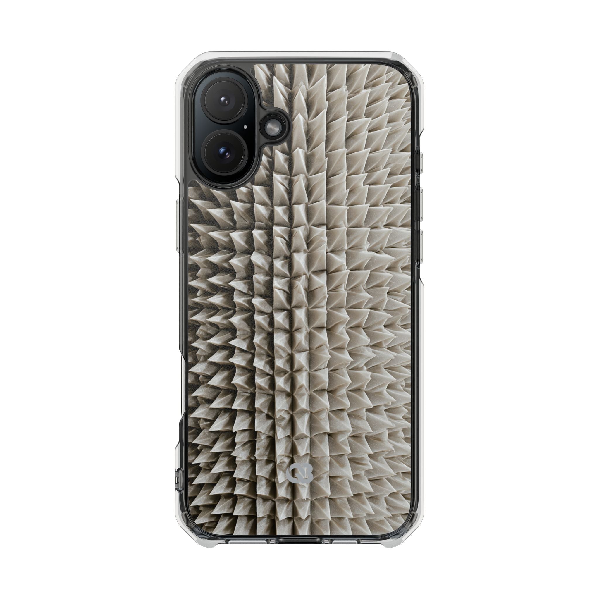 Beige Impact MagSafe Phone Case for iPhone - Bone Spiked Grid