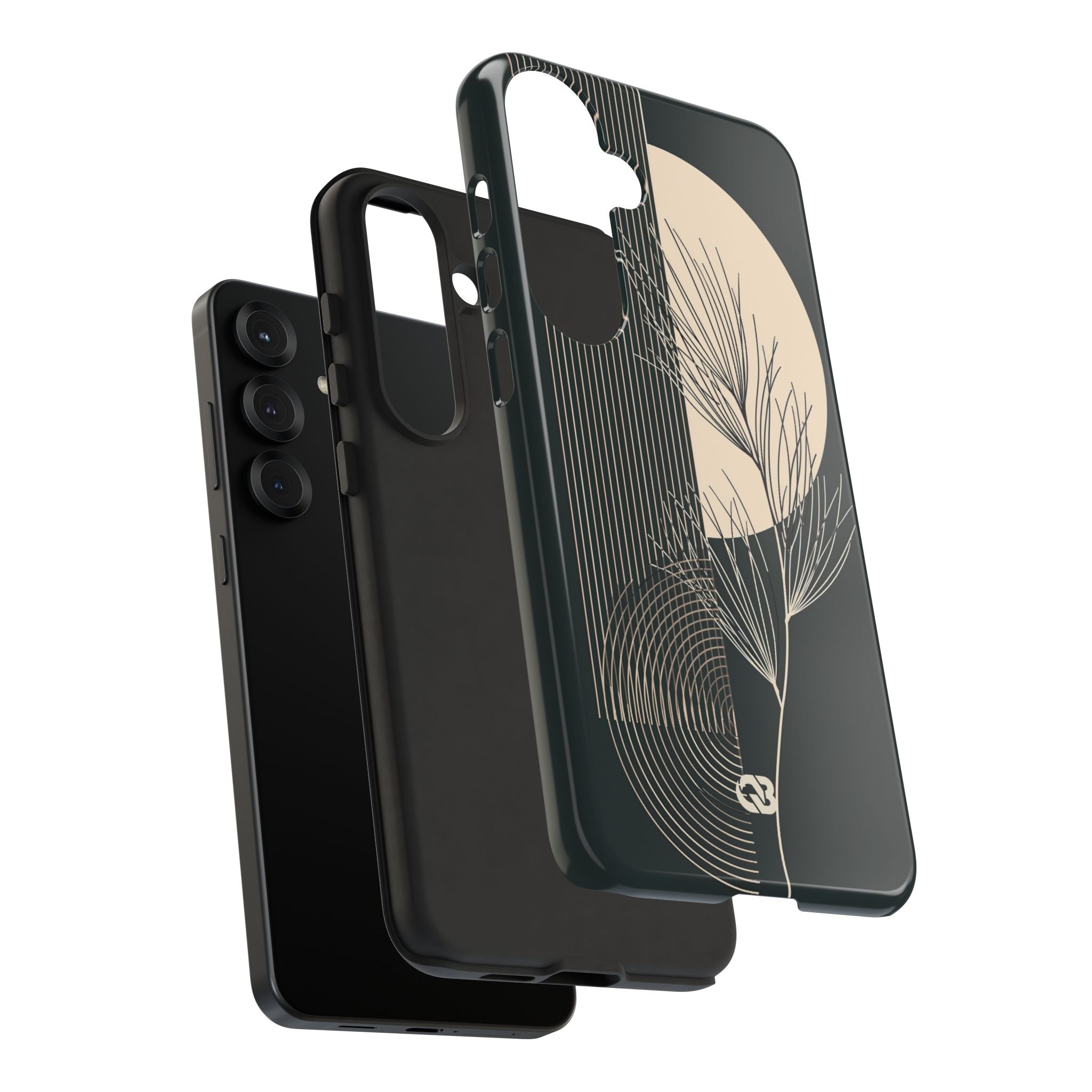 Black Tough Phone Case for Samsung - Obsidian Sand Willow