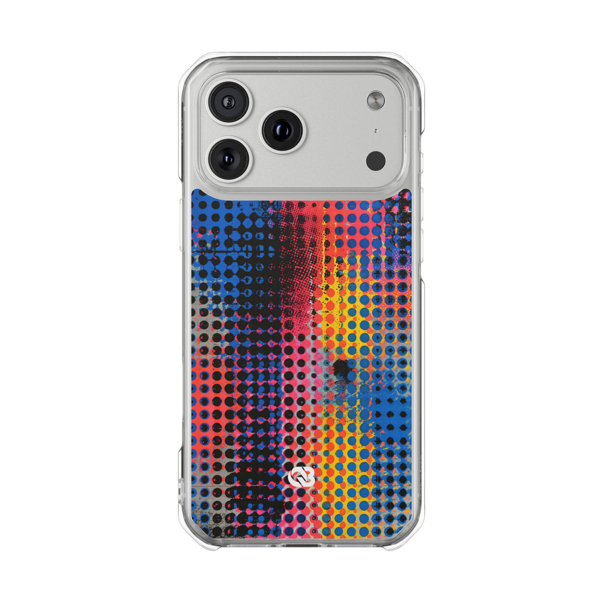 Chromatic Halftone Grid · Clear Impact Magnetic Phone Case for iPhone ·  Blue