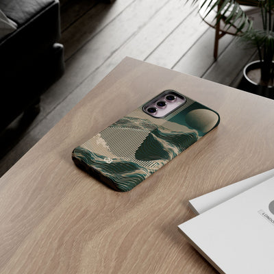 Green Tough Phone Case for Samsung - Lunar Moss Topography