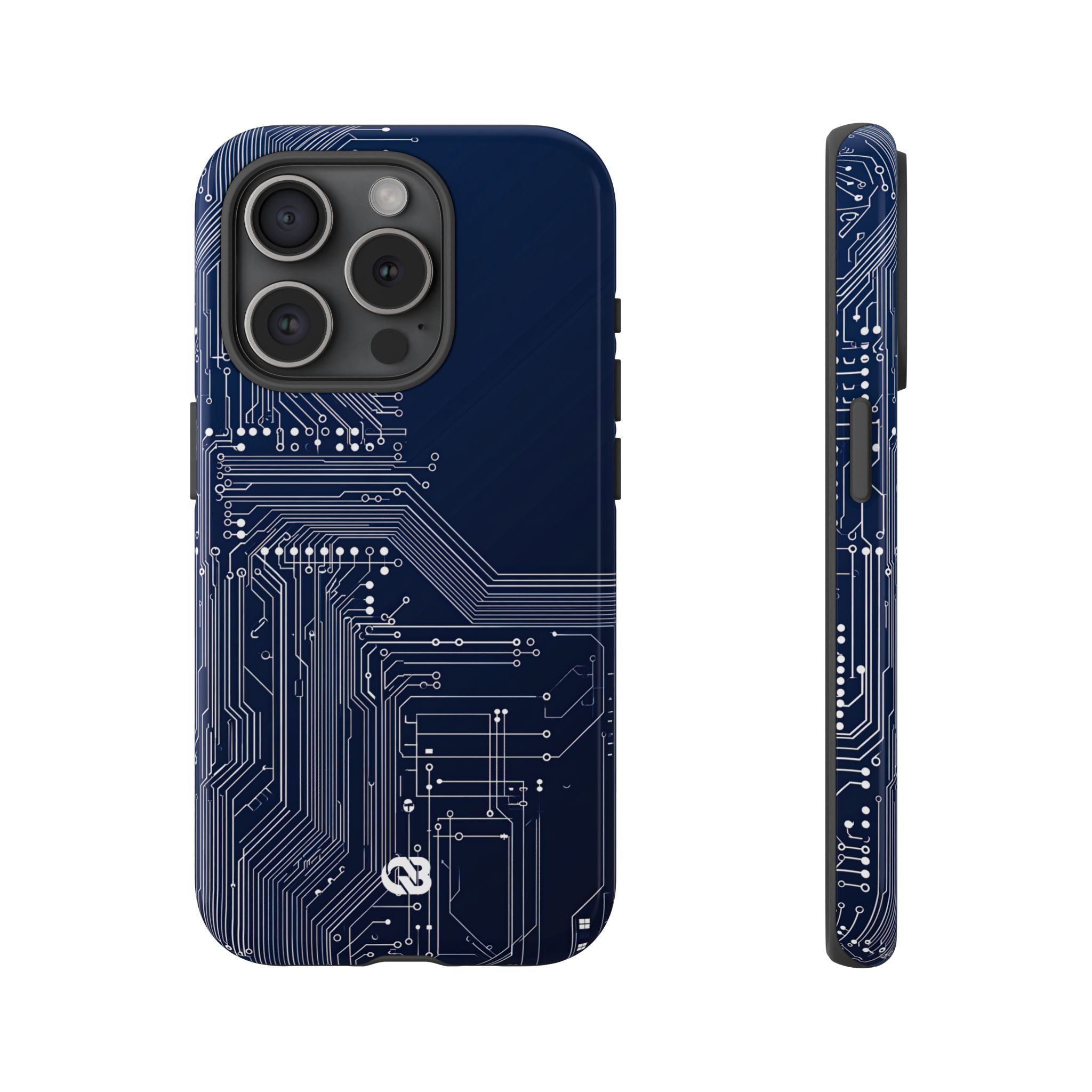 Blue Tough Phone Case for iPhone - Cobalt Data Stream