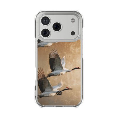 Golden Crane Flight · Clear Impact Magnetic Phone Case for iPhone · Gold