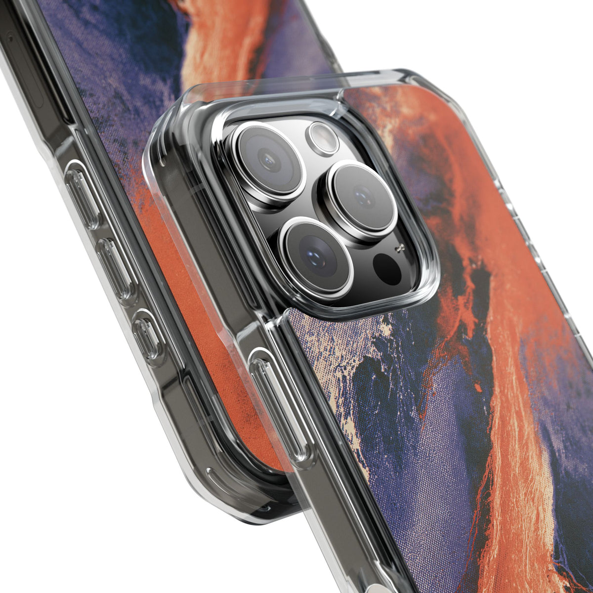 Solar Aura Drift · Clear Impact Magnetic Phone Case for iPhone · Orange
