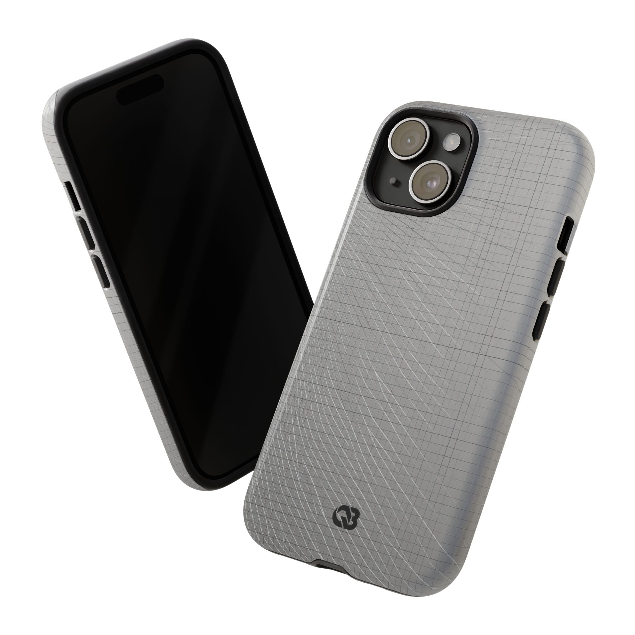 Grey Tough Phone Case for iPhone - Chrome Mesh Warp