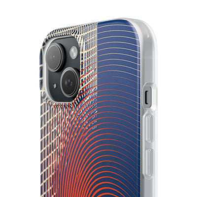 Blue Lite Phone Case for iPhone - Orange Orbit Grid