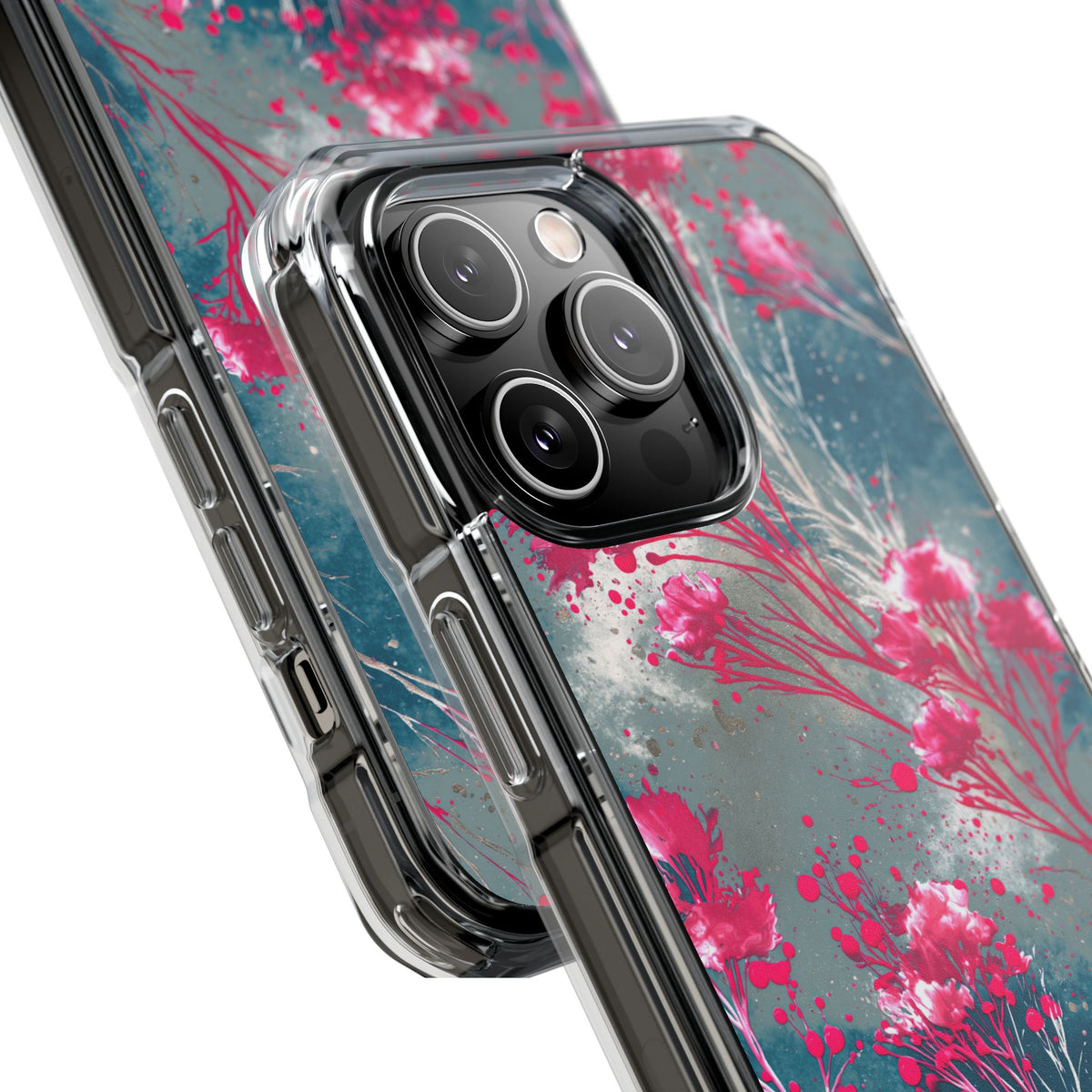 Cyber Blossom · Clear Impact Magnetic Phone Case for iPhone · Teal