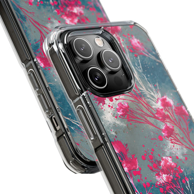 Cyber Blossom · Clear Impact Magnetic Phone Case for iPhone · Teal