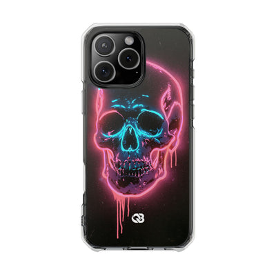 Neon Drip Skull · Clear Impact Magnetic Phone Case for iPhone · Black