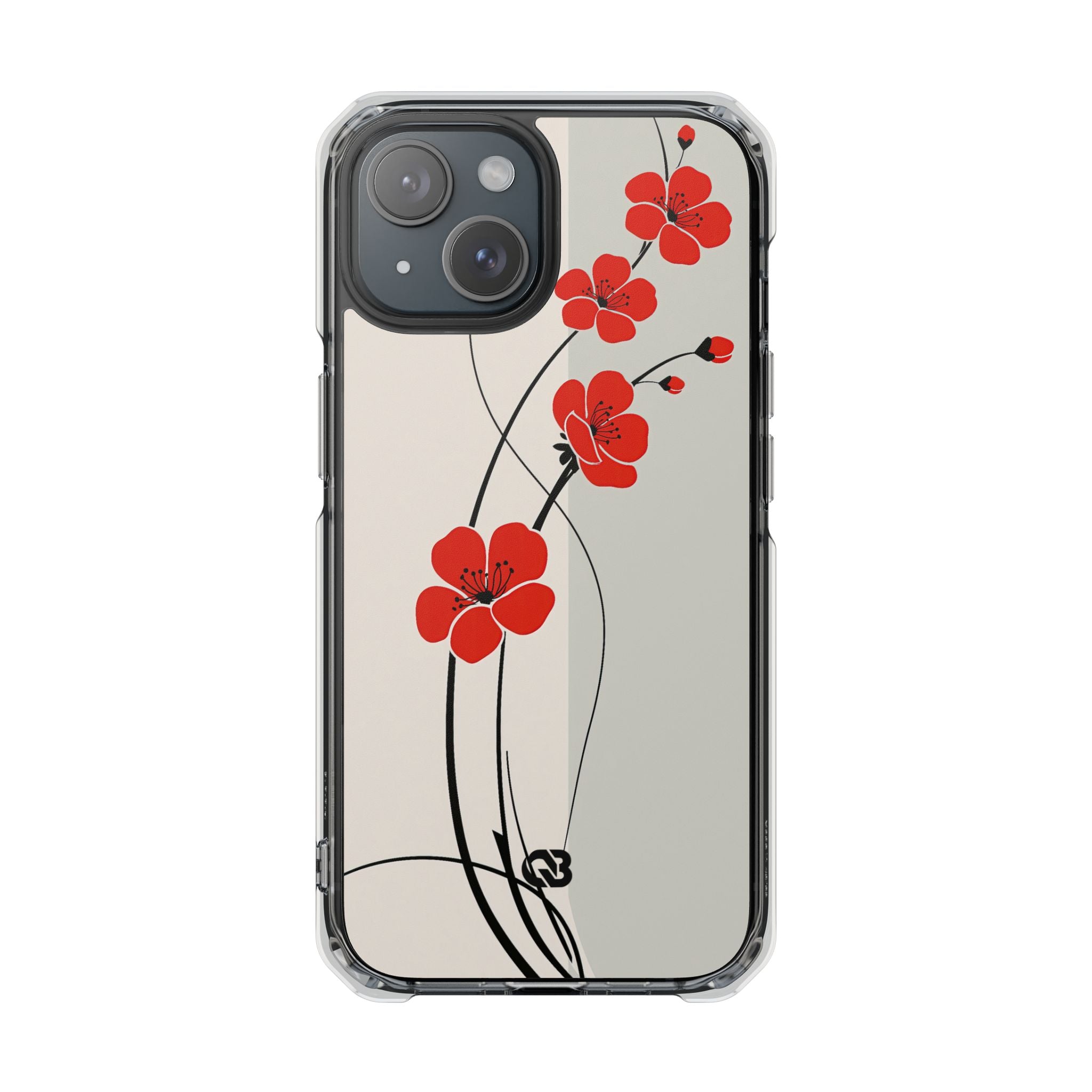 Beige Impact MagSafe Phone Case for iPhone - Scarlet Ink Petals