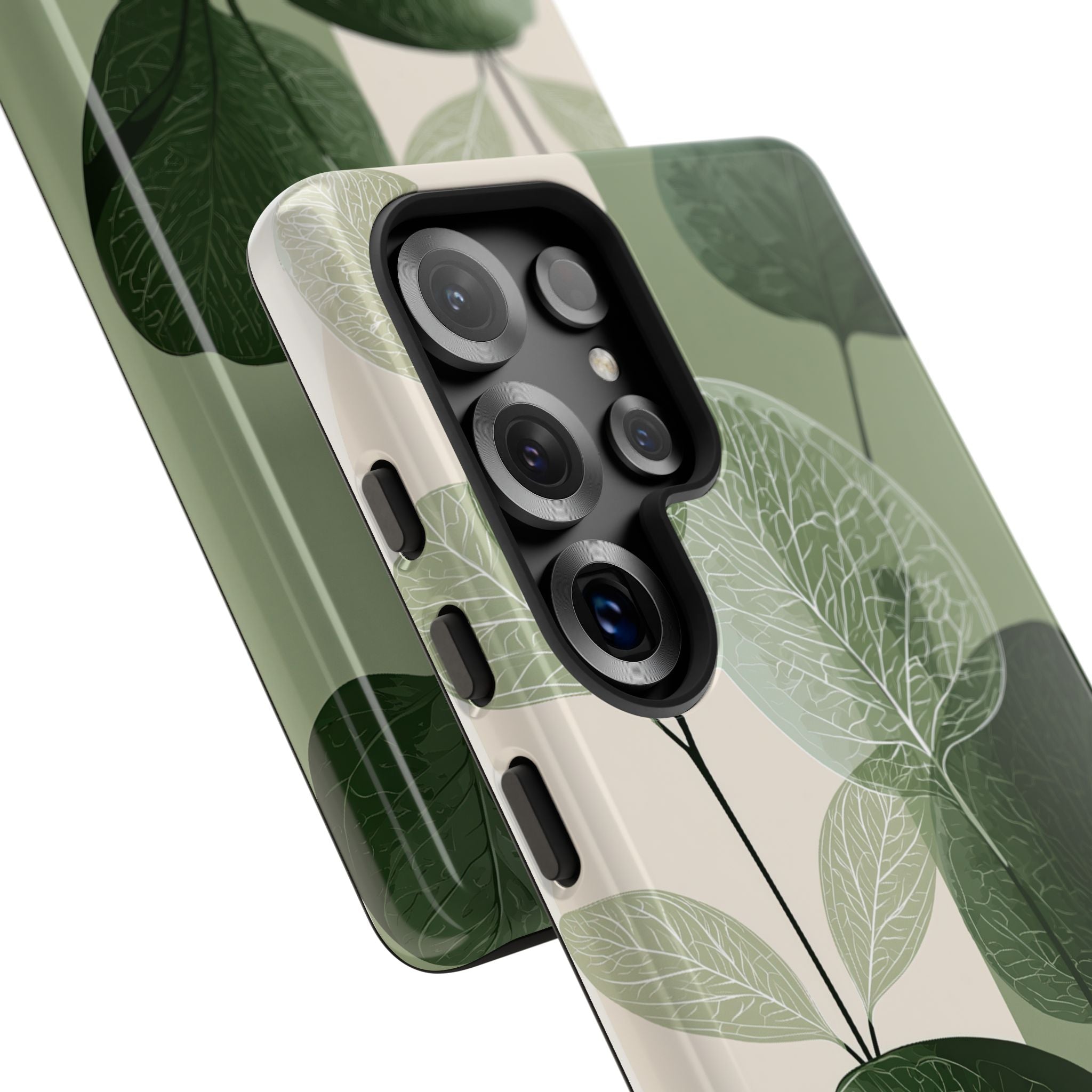 Green Tough Phone Case for Samsung - Sage Leaf Skeletals