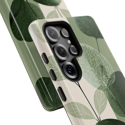 Green Tough Phone Case for Samsung - Sage Leaf Skeletals