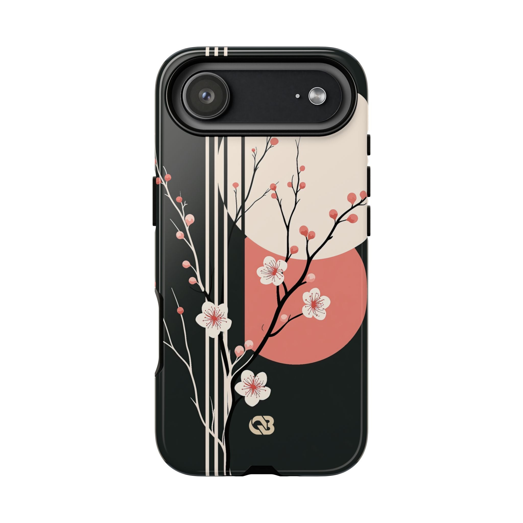 Black Tough Phone Case for iPhone - Kyoto Midnight Blossom