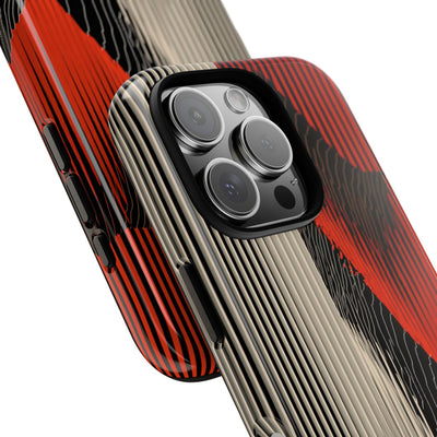 Red Tough Phone Case for iPhone - Crimson Pulse Topo