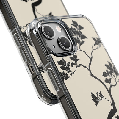 Beige Impact MagSafe Phone Case for iPhone - Obsidian Bonsai Silhouette