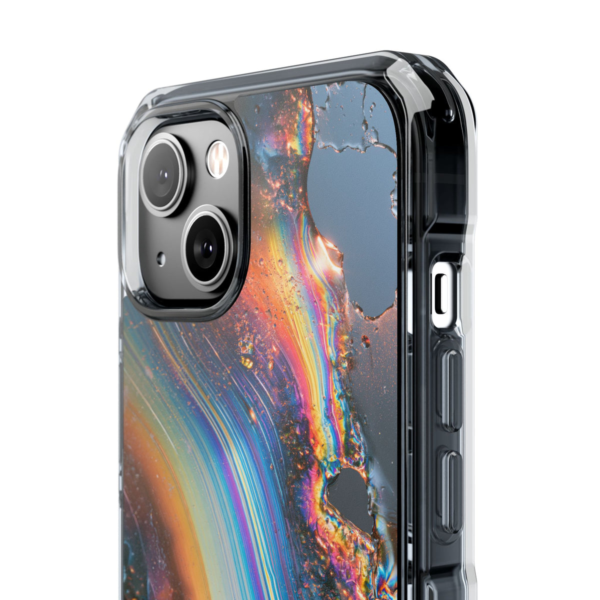 Prismatic Aura Flow · Clear Impact Magnetic Phone Case for iPhone · Blue