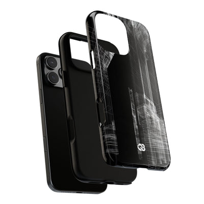 Black Tough Phone Case for iPhone - Ghost Urban Wireframe