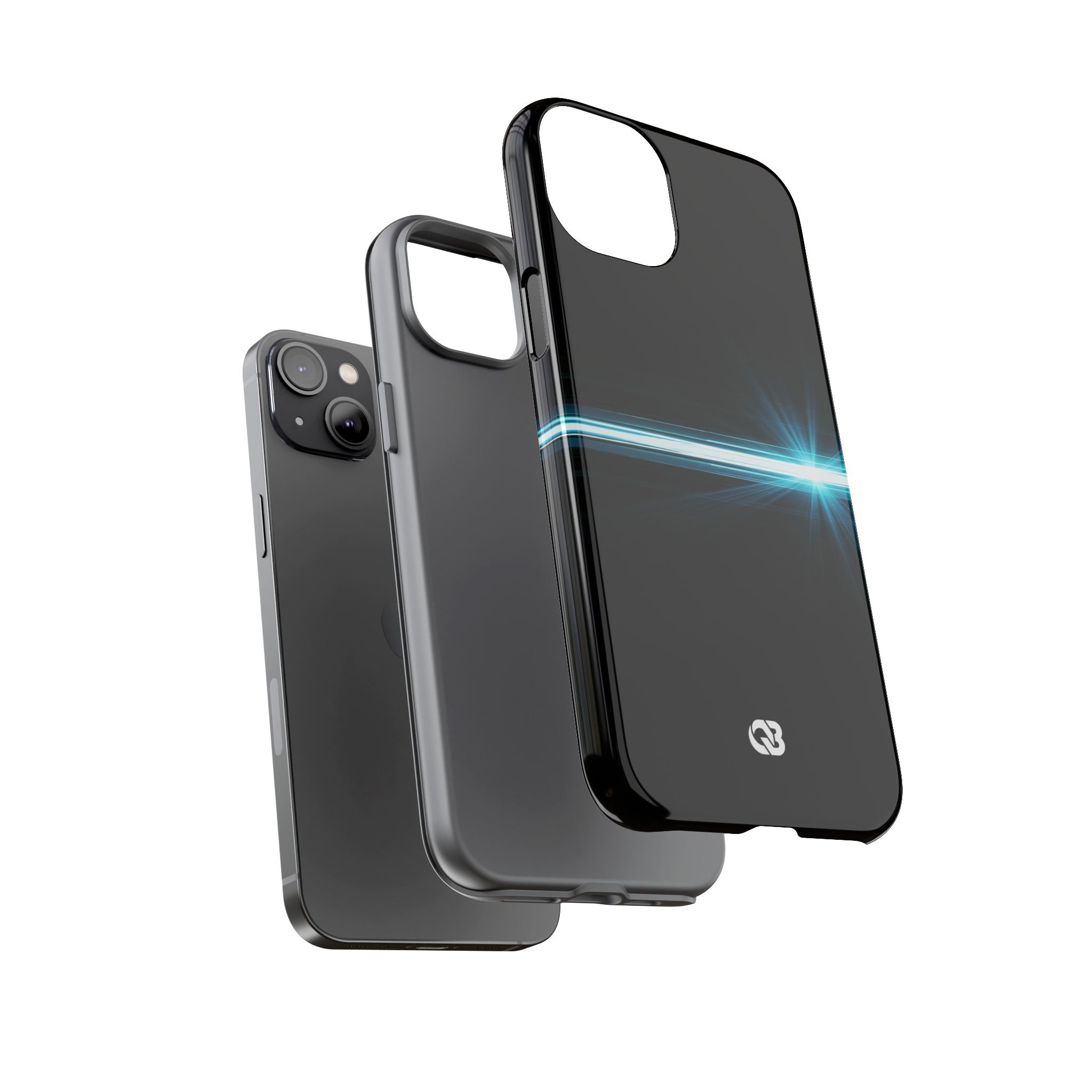 Blue Tough Phone Case for iPhone - Electric Cyan Ray