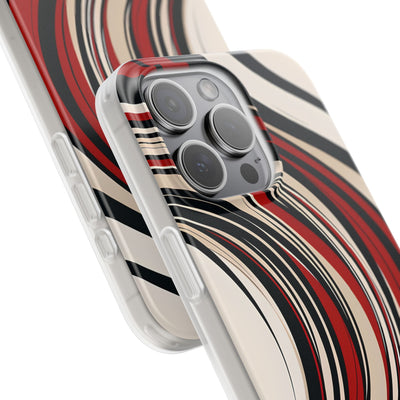 Crimson Flow Waves · Soft Phone Case for iPhone