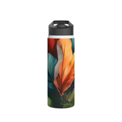 Tropical Ember Leaves - Stainless Steel Water Bottle