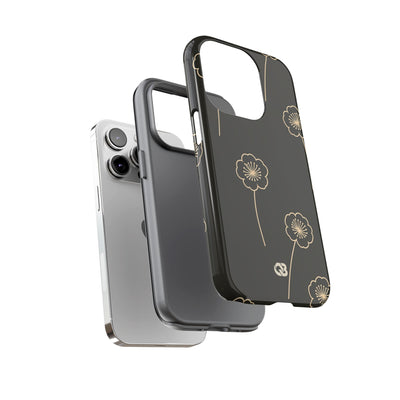 Black Tough Phone Case for iPhone - Obsidian Sand Petals