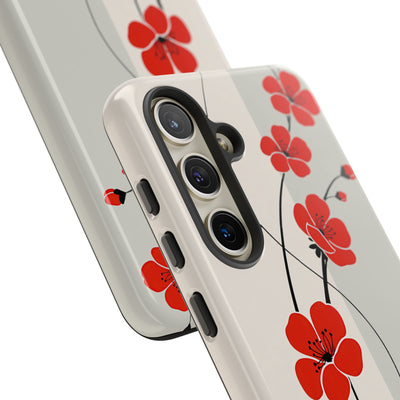 Beige Tough Phone Case for Samsung - Scarlet Ink Petals