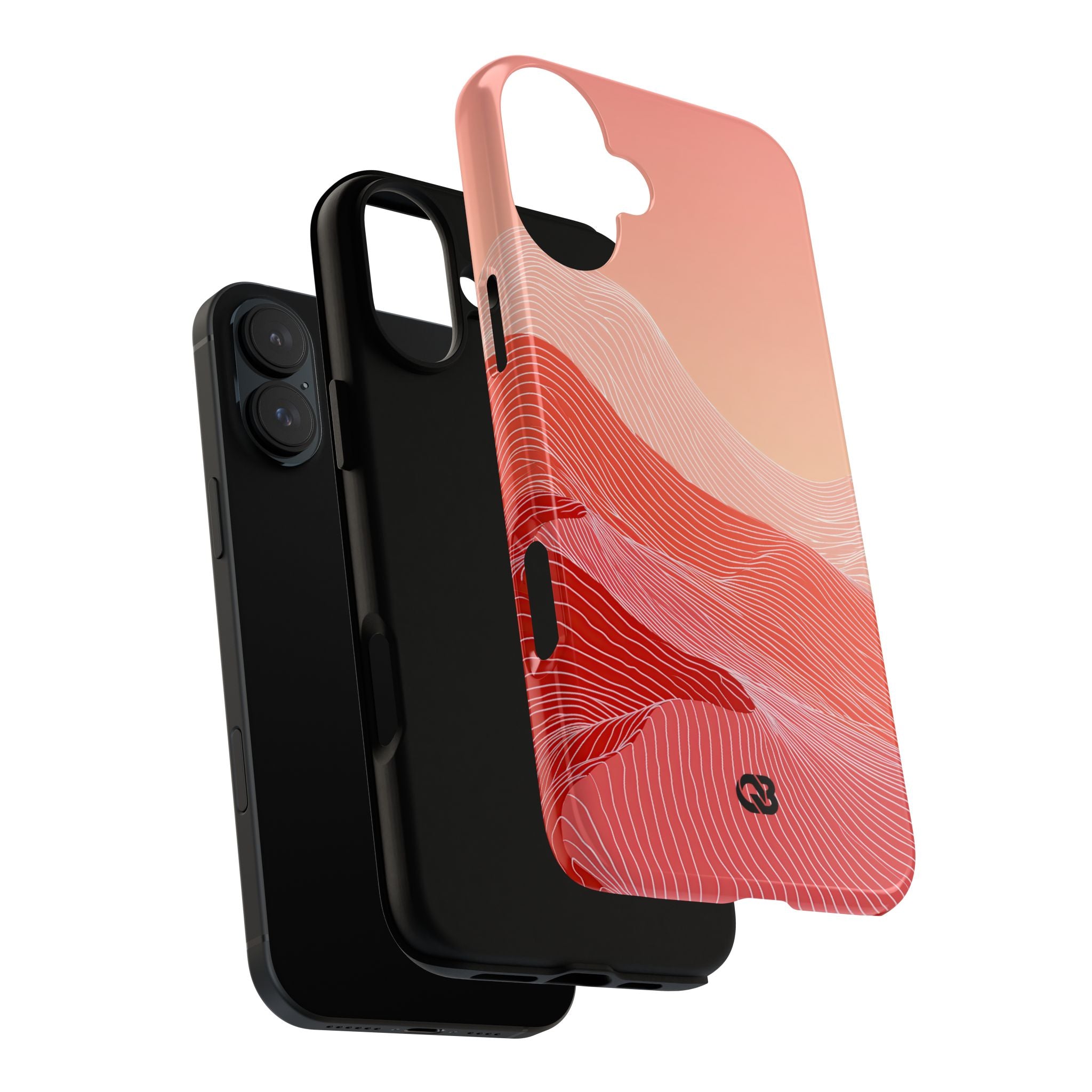 Red Tough Phone Case for iPhone - Crimson Ridge Contour
