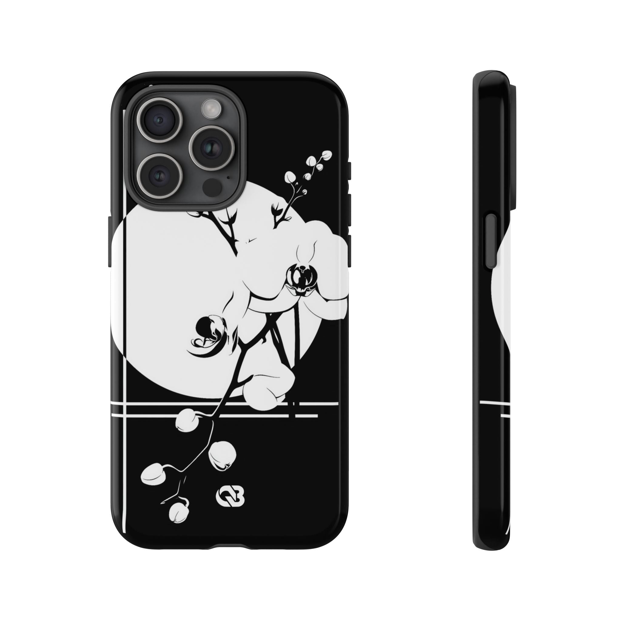 Black Tough Phone Case for iPhone - Lunar Orchid Grid