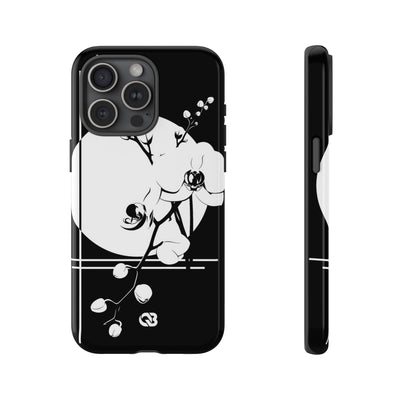 Black Tough Phone Case for iPhone - Lunar Orchid Grid