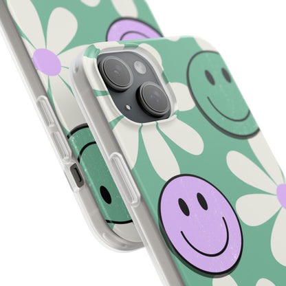 Smiley Daisy Glow iPhone 15 Plus Case - Soft