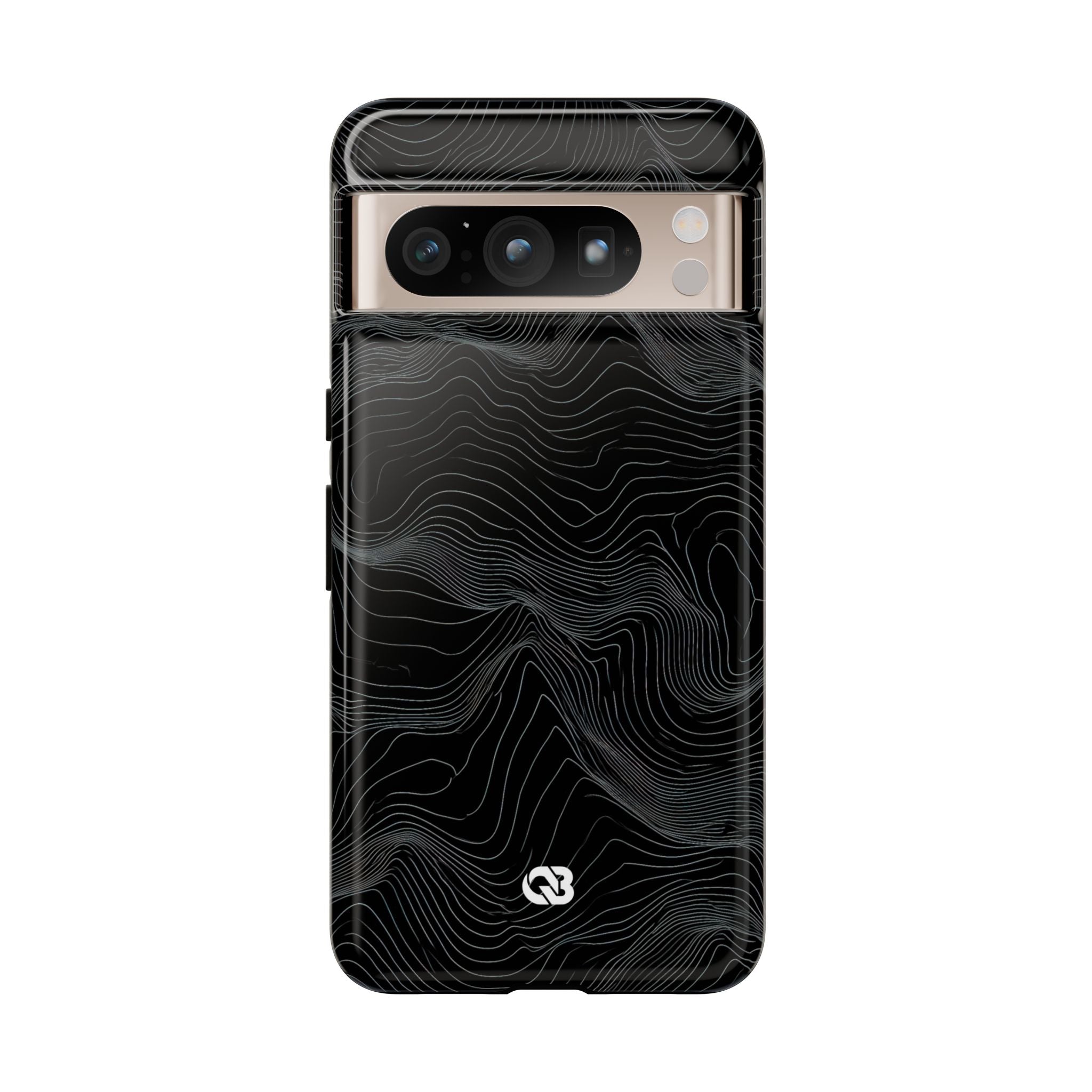 Black Tough Phone Case for Google Pixel - Obsidian Topo Wireframe