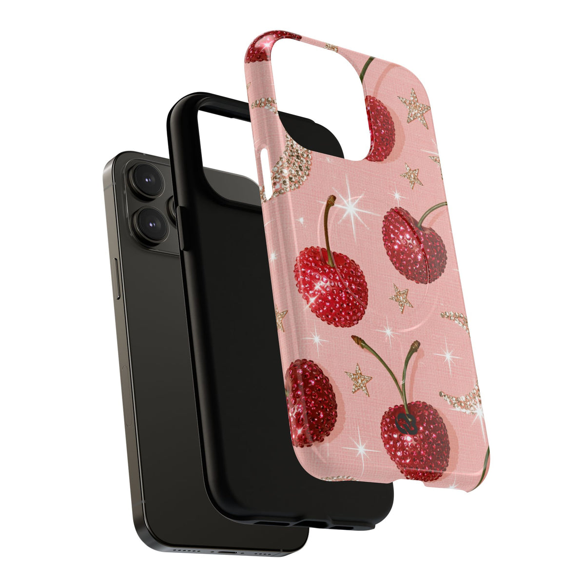 Bedazzled Ruby Cherries · Tough 2.0 Magnetic Phone Case for iPhone · Pink