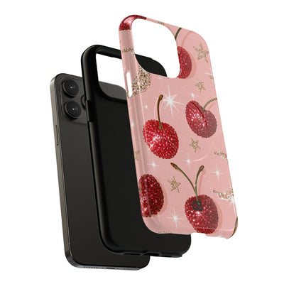 Bedazzled Ruby Cherries · Tough 2.0 Magnetic Phone Case for iPhone · Pink