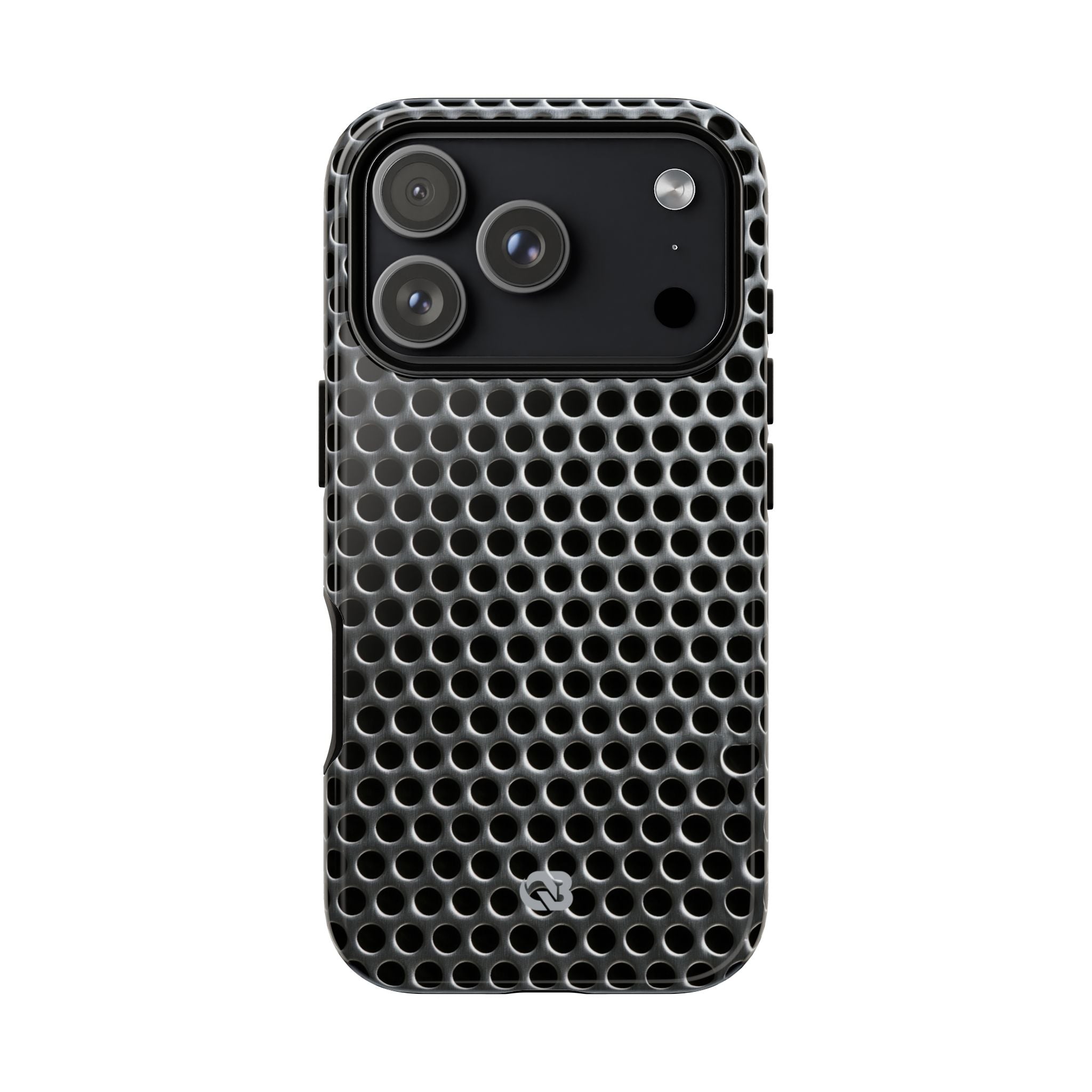 Silver Tough Phone Case for iPhone - Brutalist Steel Mesh
