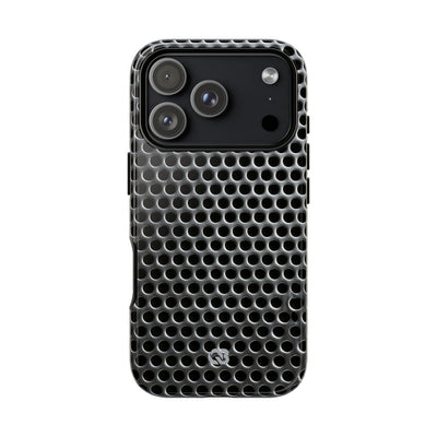 Silver Tough Phone Case for iPhone - Brutalist Steel Mesh