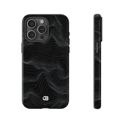 Black Tough Phone Case for iPhone - Obsidian Topo Wireframe