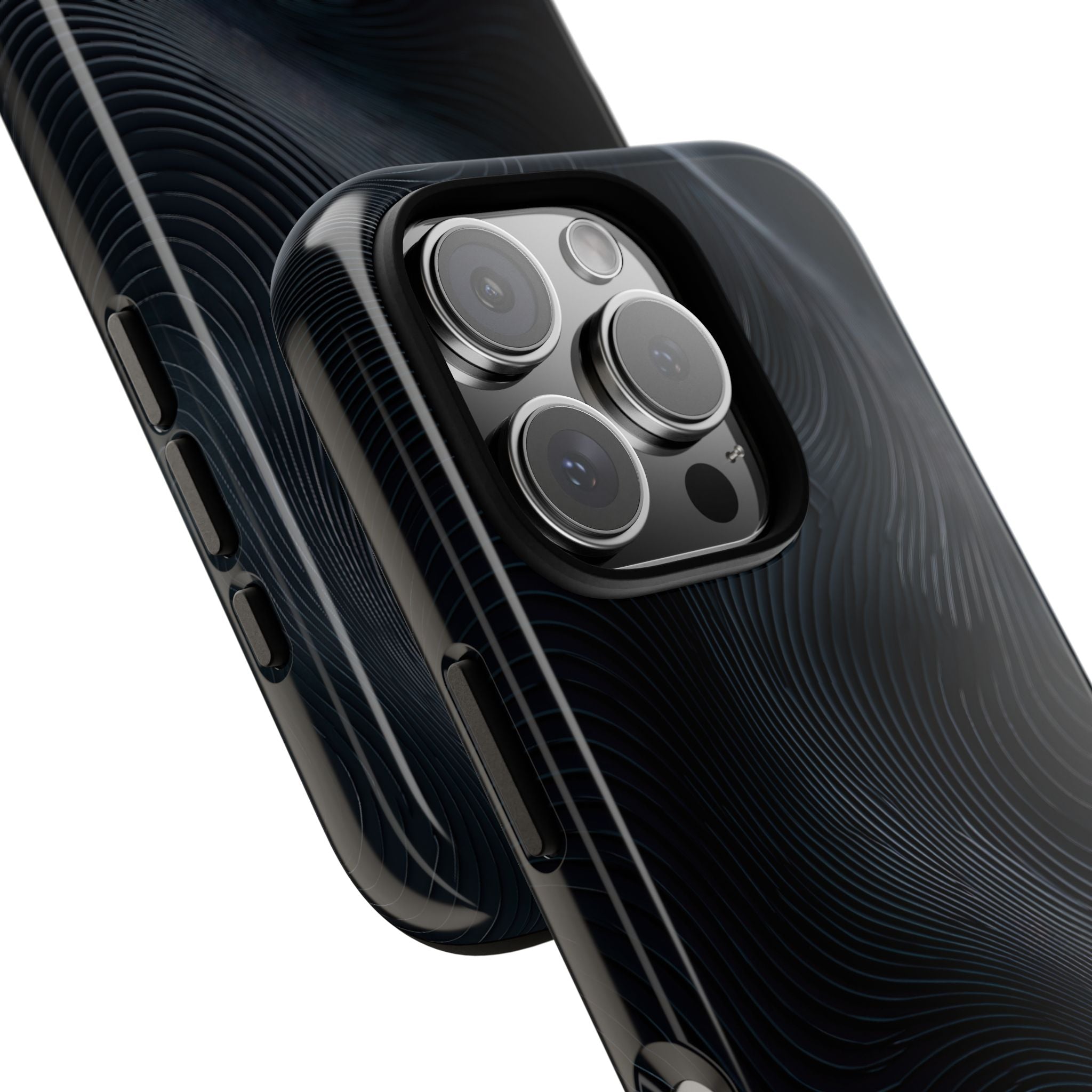 Black Tough Phone Case for iPhone - Obsidian Ridge Flux