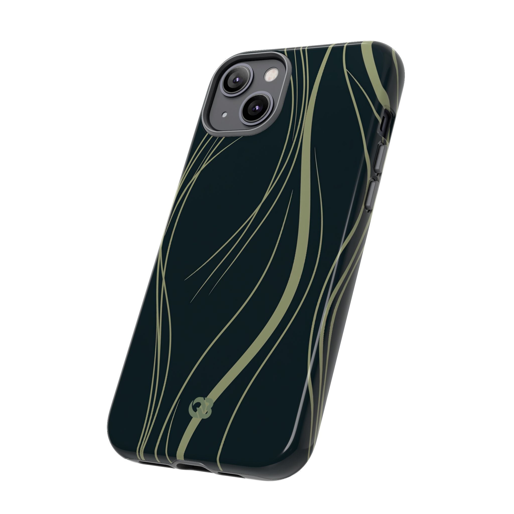 Green Tough Phone Case for iPhone - Obsidian Sage Flow