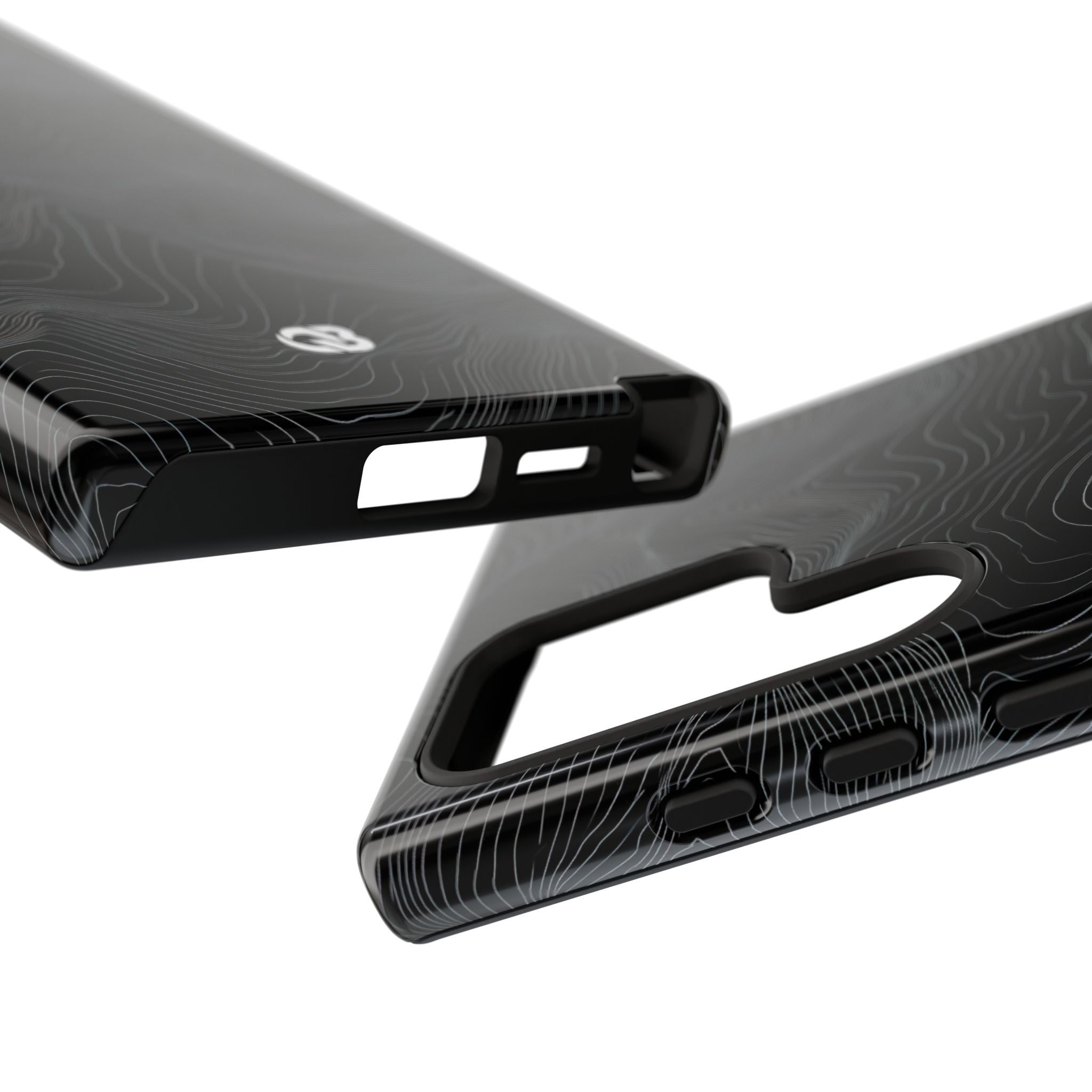 Black Tough Phone Case for Samsung - Obsidian Topo Wireframe