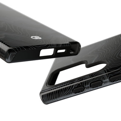 Black Tough Phone Case for Samsung - Obsidian Topo Wireframe