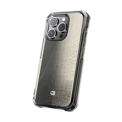Beige Impact MagSafe Phone Case for iPhone - Brutalist Graphite Grid