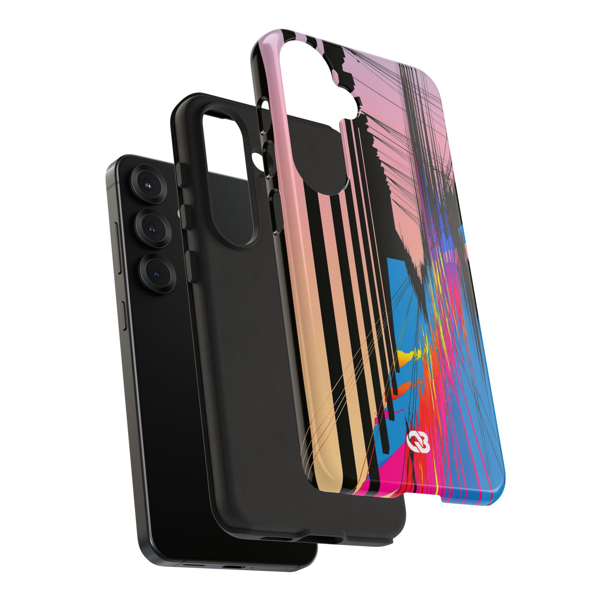 Blue Tough Phone Case for Samsung - Fractured Data Skyline