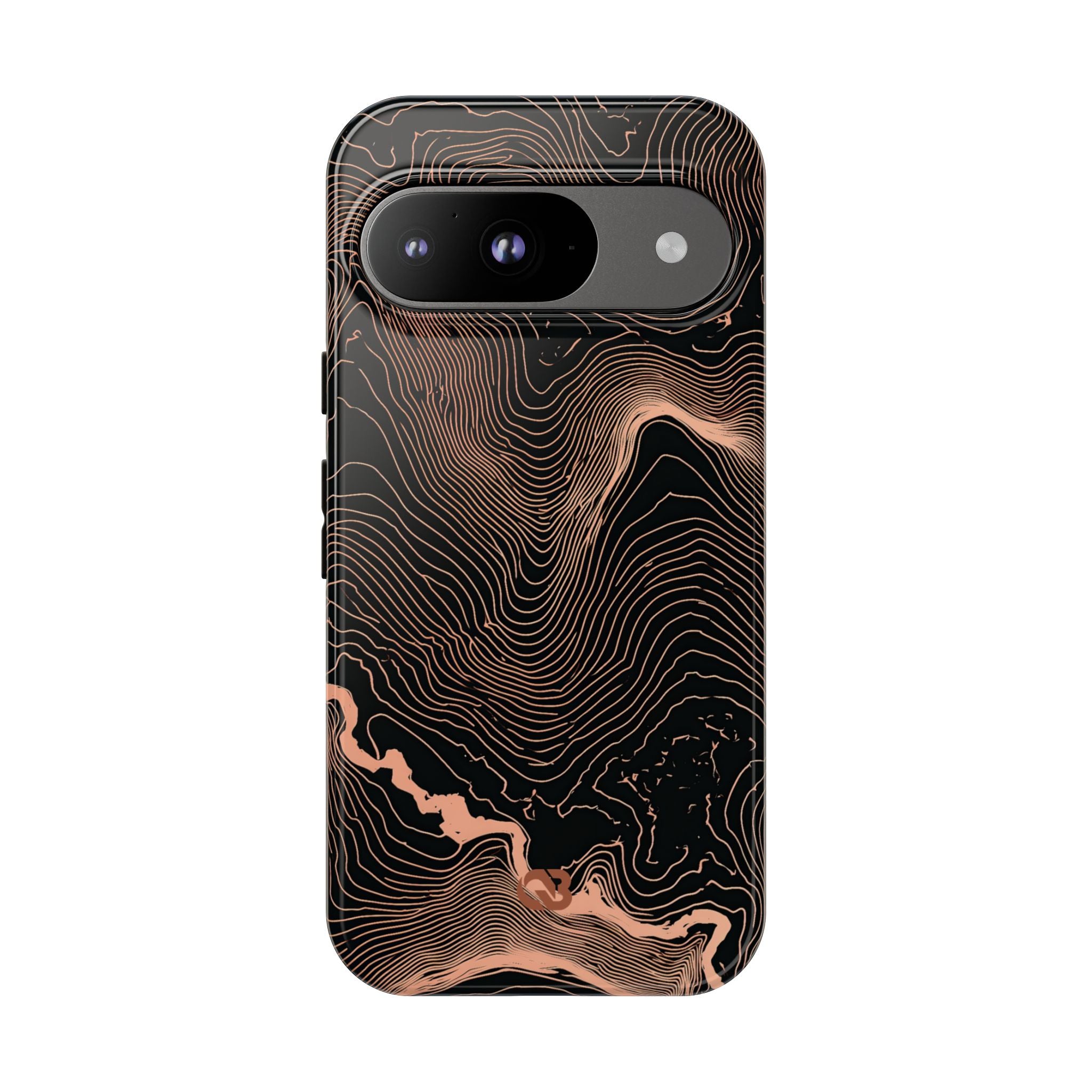 Orange Tough Phone Case for Google Pixel - Salmon Ridge Topo