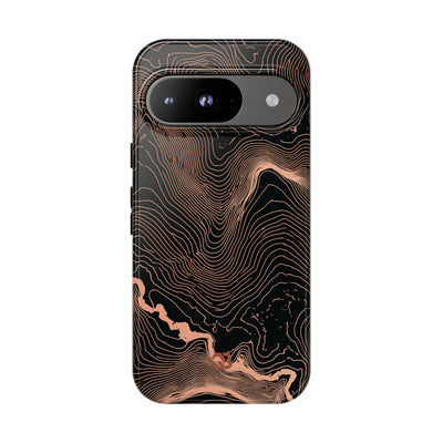 Orange Tough Phone Case for Google Pixel - Salmon Ridge Topo