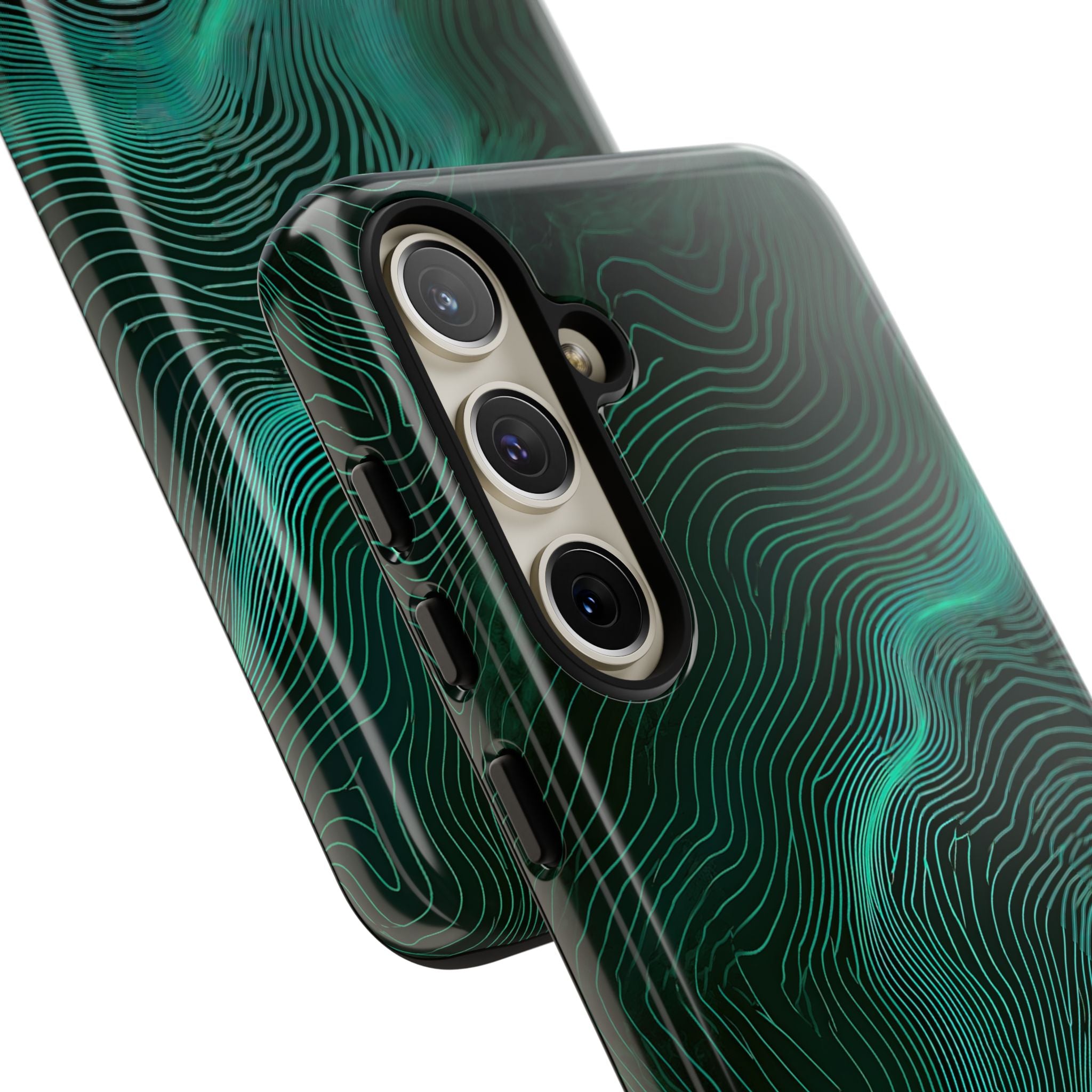 Teal Tough Phone Case for Samsung - Neon Jade Contour