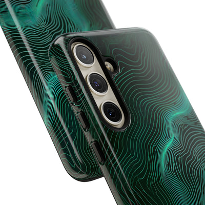 Teal Tough Phone Case for Samsung - Neon Jade Contour