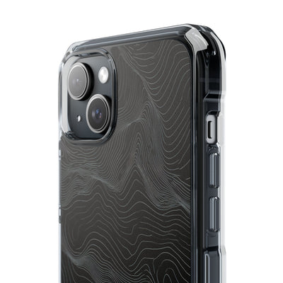 Black Impact MagSafe Phone Case for iPhone - Obsidian Topo Wireframe