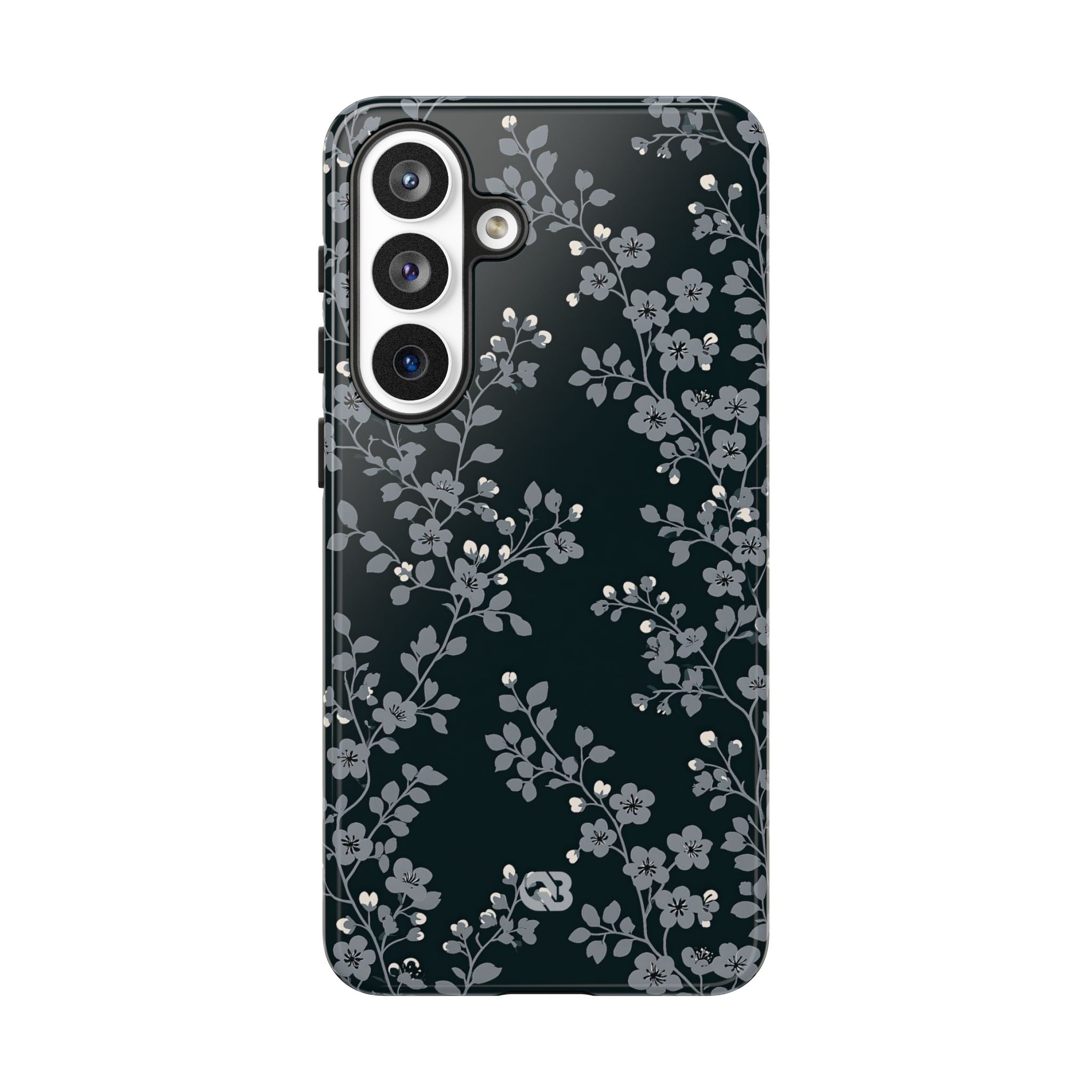 Black Tough Phone Case for Samsung - Midnight Slate Blossom
