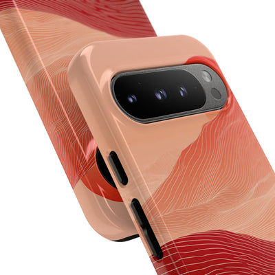 Red Tough Phone Case for Google Pixel - Crimson Ridge Lines