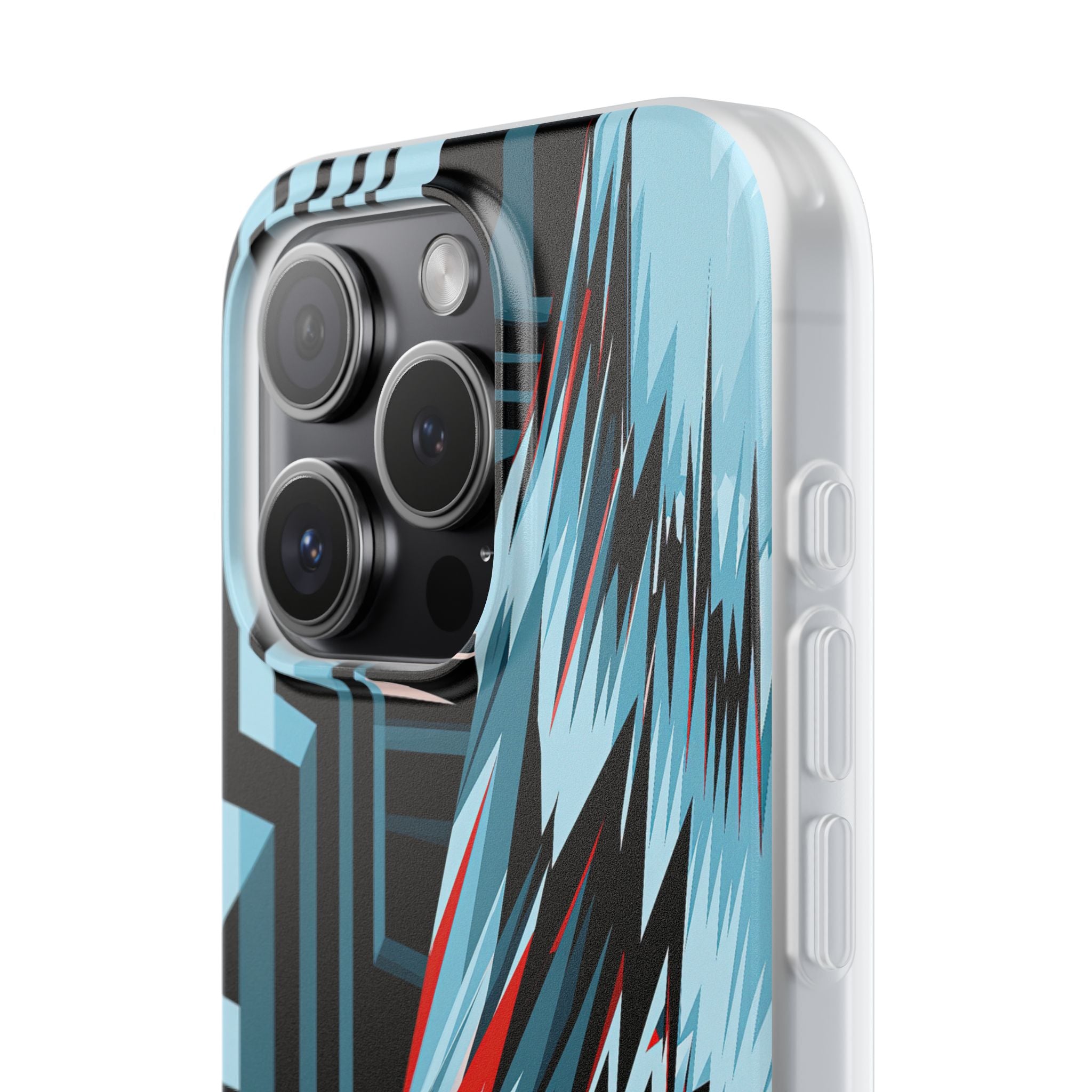 Blue Lite Phone Case for iPhone - Glitch Peak Cyan