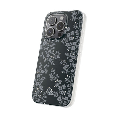 Black Lite Phone Case for iPhone - Midnight Slate Blossom